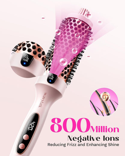 Thermal Brush, 1.5 Inch Heated round Brush for Blowout Look, Dual Voltage, Pink, Sakura, Tourmaline Ceramic, Negative Ion Technology, 5 Temperature Settings