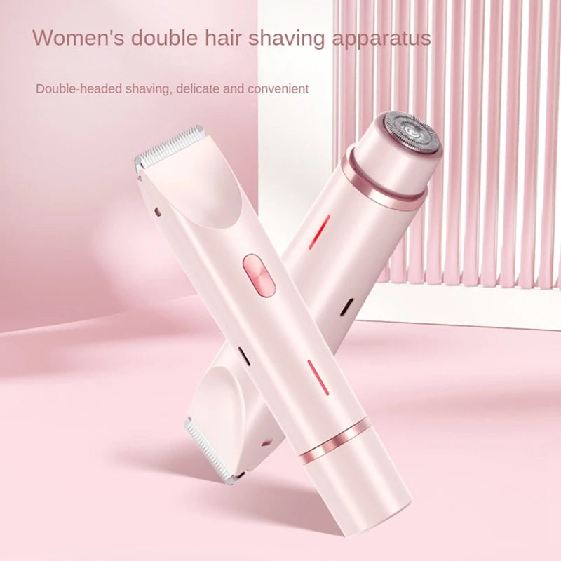 Bikini Trimmer for Women Electric Shaver 2-In-1 Body and Facial Hair Removal Double Head for Pubic Face Underarm Legs